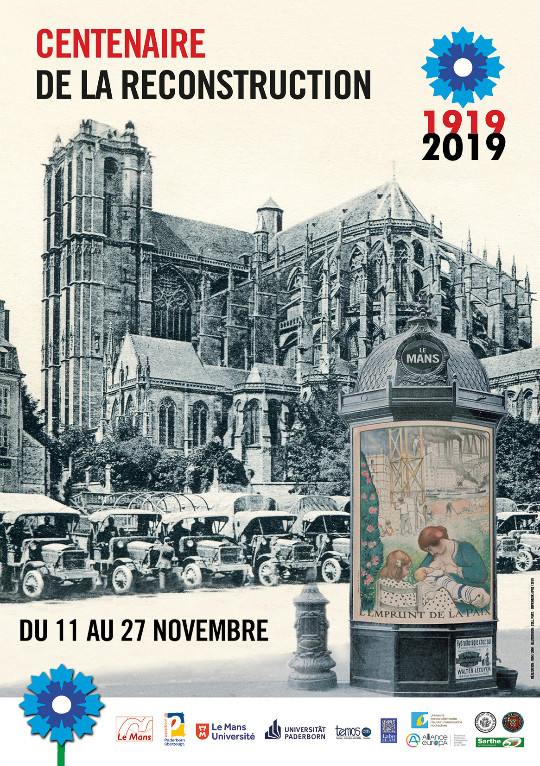 affiche du centenaire de la reconstruction au Mans: photos d'archives