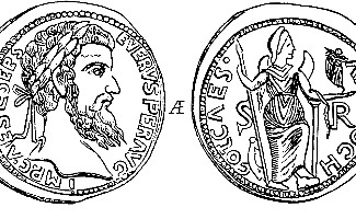 Coin of Antioch of Pisidia. Picture from popular bible encyclopedia of Archimandrite Nicephorus (1891).